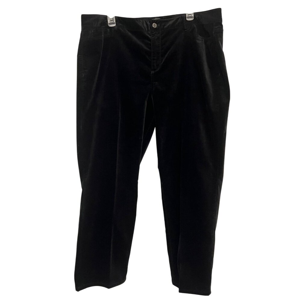 Talbots Women 20W Heritage Black Velvet Pants Cotton/Polyester Soft Classic